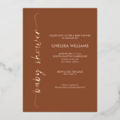 Invitation En Aluminium Boho Terracotta, Beige & Real Baby shower Foil (Recto)
