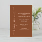 Invitation En Aluminium Boho Terracotta, Beige & Real Baby shower Foil (Debout devant)