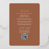 Invitation En Aluminium Boho Terracotta rouille Mariage Arch & RSVP QR Cod (Verso)