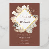 Invitation En Aluminium Boho Tropical Love Mariage Or (Recto)