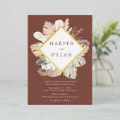 Invitation En Aluminium Boho Tropical Love Mariage Or (Debout devant)