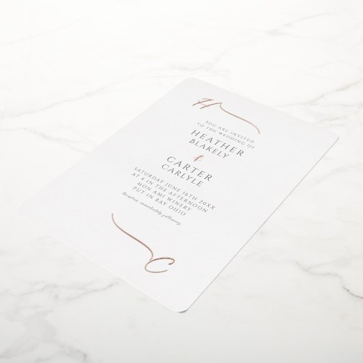 Invitation En Aluminium Boho tropical moderne Points saillants initiaux (Rotation)