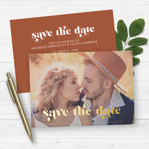 Invitation En Aluminium Boho Typographie Papier Dore Photo Enregistrez la