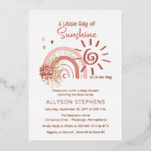 Invitation En Aluminium Boho Un petit rayon de soleil Baby shower fille (Recto)
