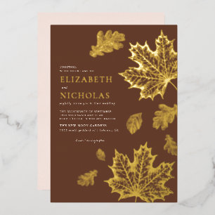 Invitation En Aluminium Boho Vintage Feuille Russe Automne Terracotta Mari