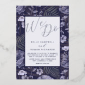 Invitation En Aluminium Boho Wild Flowers violet et Mariage de script d'ar (Recto)
