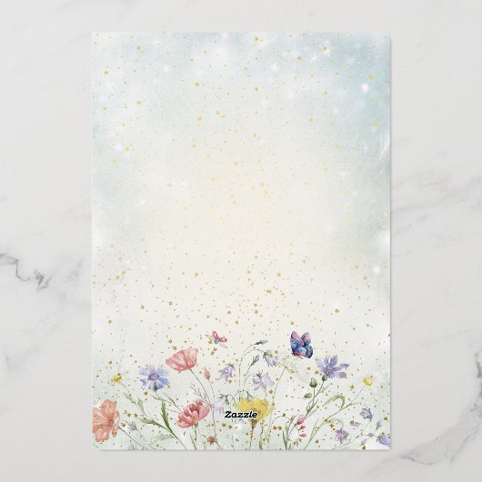 Invitation En Aluminium Boho Wildflower Rustique mariage vert (Verso)