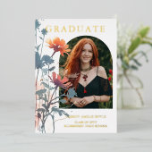 Invitation En Aluminium Boho Wildflowers Bunch Photo Modern Arch Graduate (Debout devant)