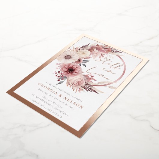 Invitation En Aluminium Boho Wreath Toujours Dans L'Amour Vow Renouvelleme (Rotation)