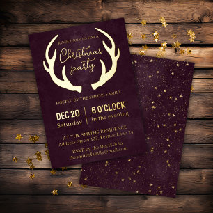 Invitation En Aluminium Bois de Renne Moderne Bordeaux Soirée de Noël