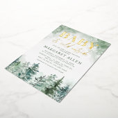 Invitation En Aluminium Bois d'hiver bébé son froid dehors baby shower (Rotation)