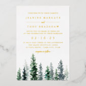 Invitation En Aluminium Bois | Mariage forestier d'hiver (Recto)