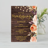 Invitation En Aluminium Bois rose & Pêche Floral avec/ Lumières Amical (Debout devant)