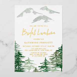 Invitation En Aluminium Bois vert Aquarelle Bois Bridal Luncheon