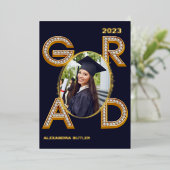 Invitation En Aluminium Bold Classe photo de la marine moderne de 2023 Gra (Debout devant)