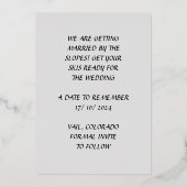 Invitation En Aluminium BOLD | Élégant et Moderne Or  Sauvegarder La Date  (Verso)