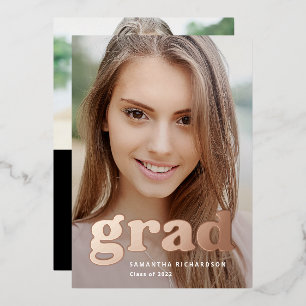 Invitation En Aluminium Bold graduate Deux fois Photo 2022 Graduation