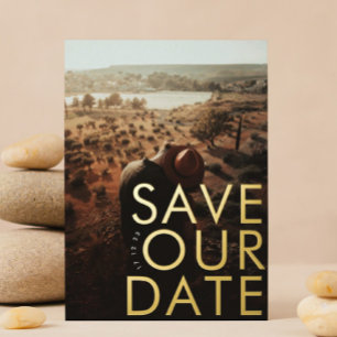 Invitation En Aluminium BOLD Ultra Moderne Or Photo Save Our Date