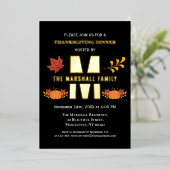 Invitation En Aluminium Bon thanksgiving Monogramme Citrouille Amical (Debout devant)