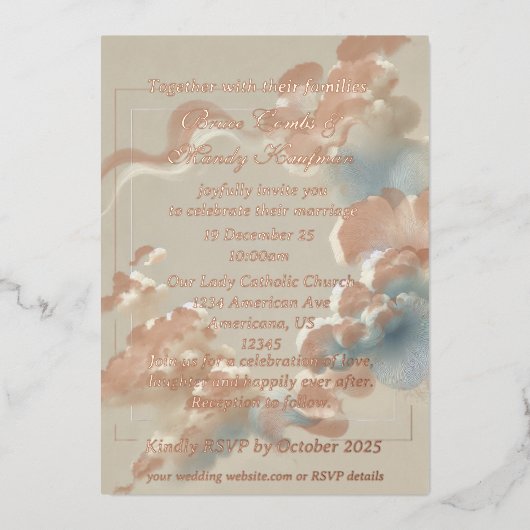 Invitation En Aluminium Bonheur Éthéré (Recto)