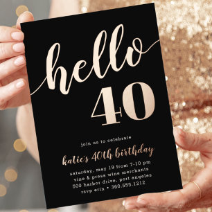 Invitation En Aluminium Bonjour 40 Fête d'anniversaire pour un cap