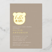 Invitation En Aluminium Bonjour Baby shower bébé ours (Recto)