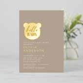 Invitation En Aluminium Bonjour Baby shower bébé ours (Debout devant)