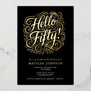 Invitation En Aluminium Bonjour Cinquante ! Élégante fête du 50e anniversa