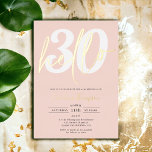 Invitation En Aluminium Bonjour moderne 30 anniversaire photo écriture or<br><div class="desc">Bonjour moderne et cool 30 anniversaire invitation avec une photo et script d'or rose avec véritable feuille d'or,  le rose pastel est modifiable,  ajoutez votre photo à l'arrière.</div>