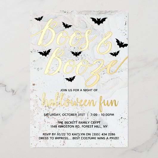 Invitation En Aluminium Booze & Booze Halloween Party Real (Recto)