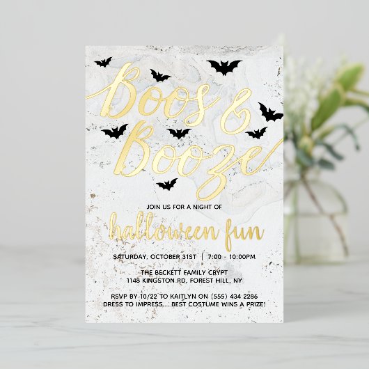 Invitation En Aluminium Booze & Booze Halloween Party Real (Debout devant)