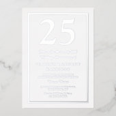 Invitation En Aluminium Bordure argent 25e anniversaire de mariage Argent (Recto)