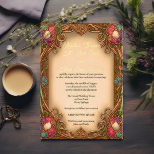Invitation En Aluminium Bordure Art Nouveau II et lettrage à la feuille d'