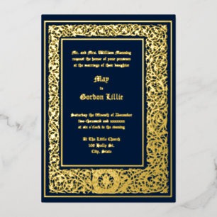 Invitation En Aluminium Bordure de feuillage médiéval ca. 1477 Mariage