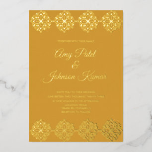 Invitation En Aluminium Bordure de mandala indien moderne pour mariage pre