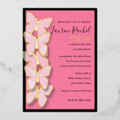 Invitation En Aluminium Bordure de papillon dimensionnel bat mitzvah (Recto)