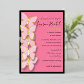 Invitation En Aluminium Bordure de papillon dimensionnel bat mitzvah (Debout devant)