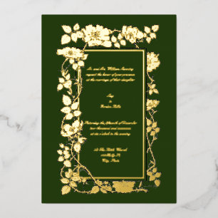 Invitation En Aluminium Bordure de vigne de rose de l'ère victorienne vint