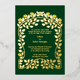 Invitation En Aluminium Bordure de vigne de rose florale Art Nouveau vinta