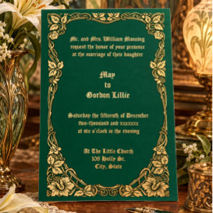Invitation En Aluminium Bordure de vignes à feuillage floral de style Art