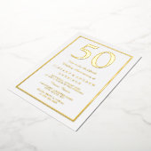 Invitation En Aluminium Bordure d'or 50e anniversaire Mariage Or (Rotation)