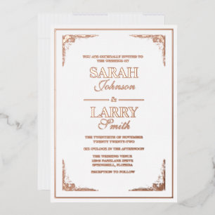 Invitation En Aluminium Bordure élégante en or rose Mariage traditionnel