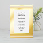 Invitation En Aluminium Bordure élégante | Yellow Real Gold Mariage (Debout devant)
