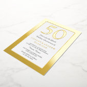 Invitation En Aluminium Bordure en relief doré 50e anniversaire de mariage (Rotation)