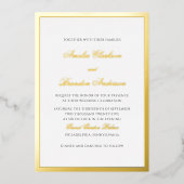 Invitation En Aluminium Bordure et Mariage de script standard or épais (Recto)