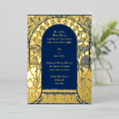 Invitation En Aluminium Bordure florale jaune Art Nouveau par Alphonse Muc (Debout devant)