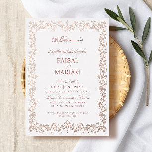 Invitation En Aluminium Bordure florale moderne et élégante pour mariage i