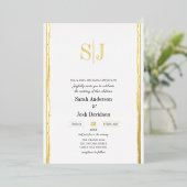 Invitation En Aluminium Bordure lunaire simple Mariage de monogramme blanc (Debout devant)