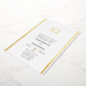 Invitation En Aluminium Bordure lunaire simple Mariage de monogramme blanc (Rotation)