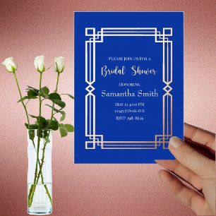 Invitation En Aluminium Bordure Moderne en Or Rose sur une Fête de Mariage